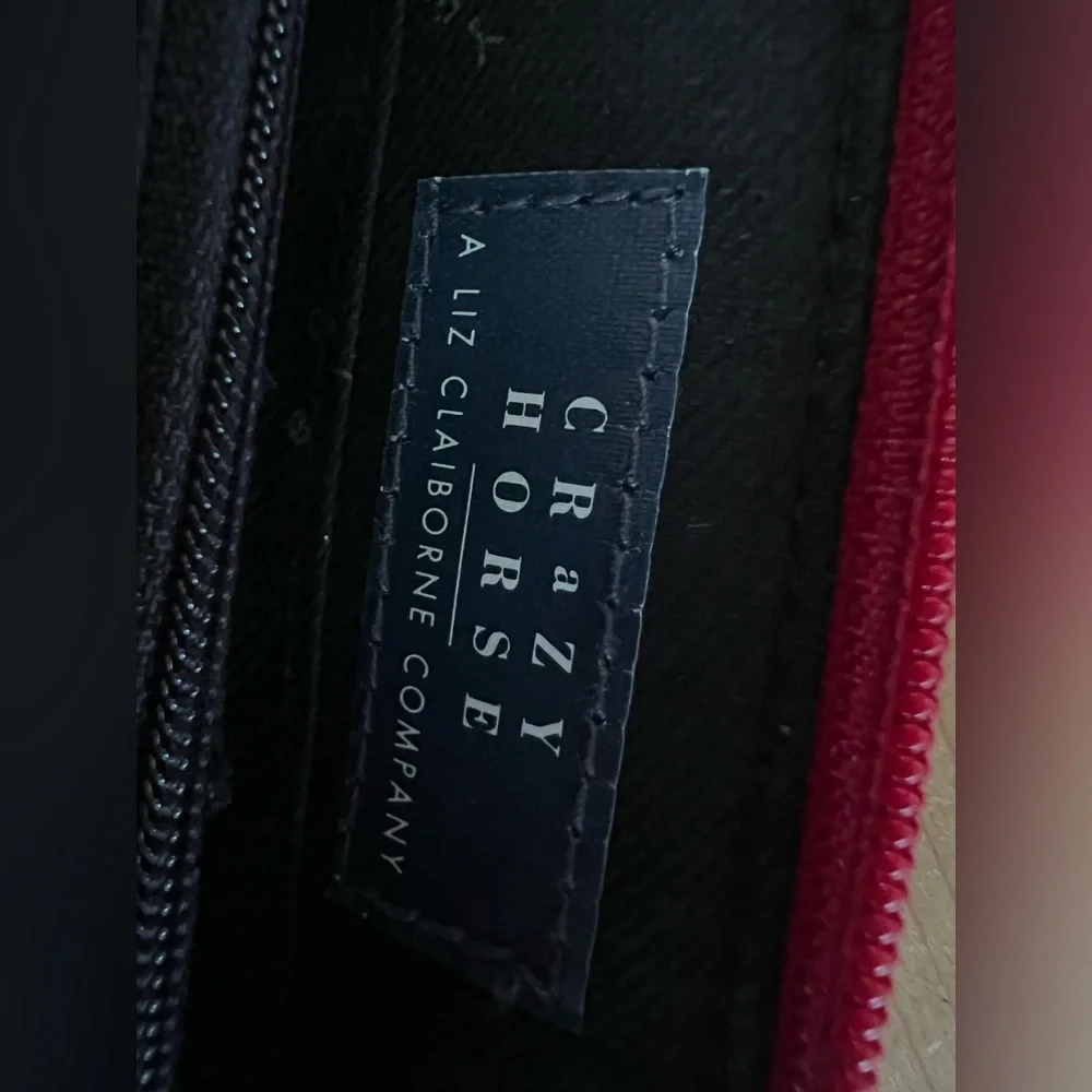 Liz Claiborne crazy horse brown and red wallet‎ crossbody.